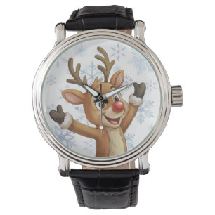 Rudolph with Blue Snowflakes Watch
