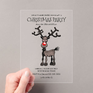 Rudolphs Fantastic Christmas Party Acrylic Invitations