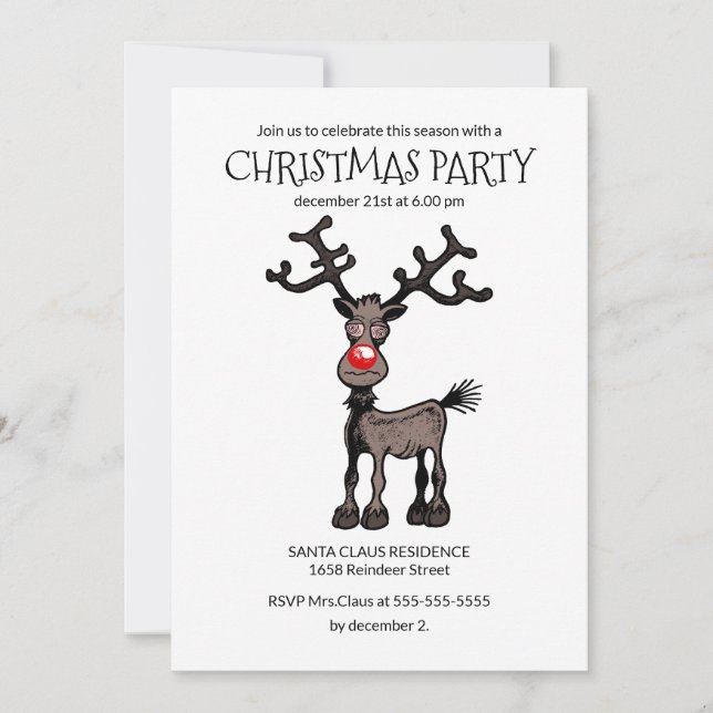 Rudolphs Noël Fête Invitation (Devant)
