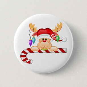 Rudy Candy Cane 2 Inch Round Button