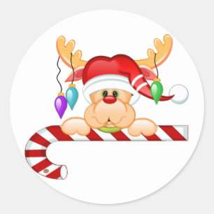 Rudy Candy Cane Classic Round Sticker