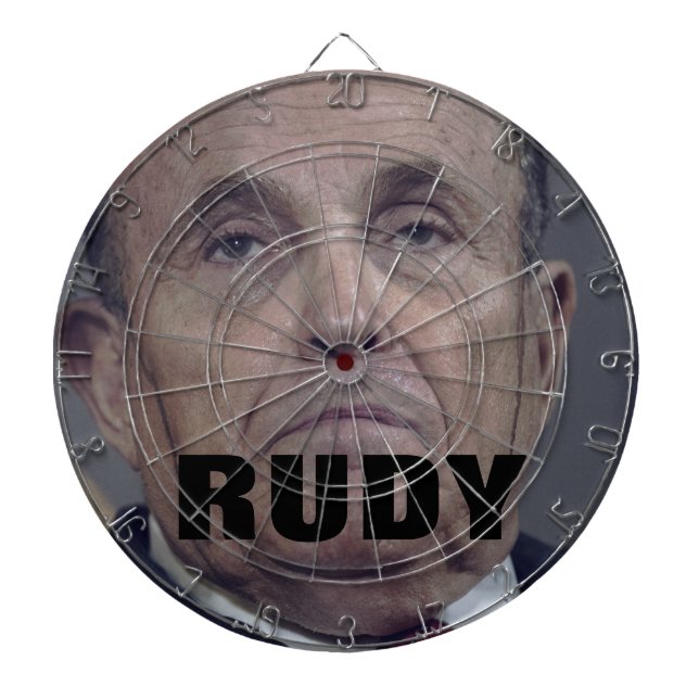 Rudy Giuliani Black Hair Dye Drip Face Dartboard (Front)