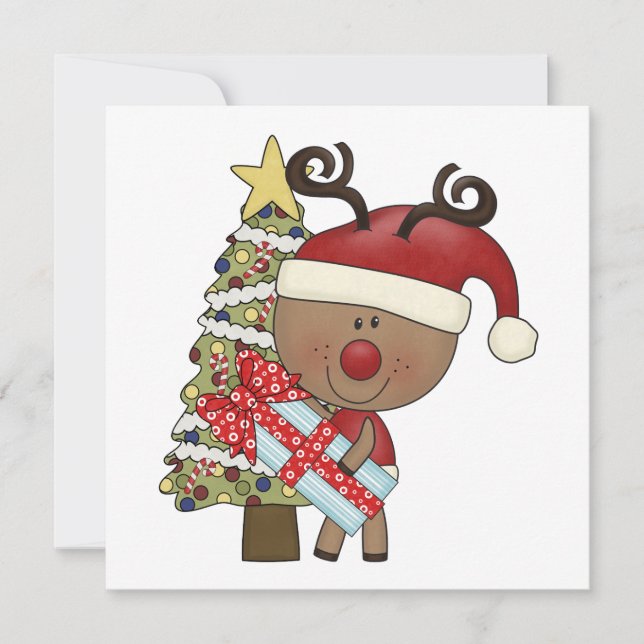 Rudy Reindeer Holiday Tree Card (Front)