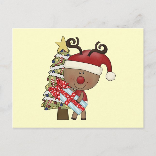 Rudy Reindeer Holiday Tree Postcard (Front)