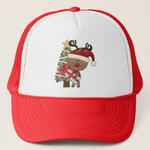Rudy Reindeer Holiday Tree Trucker Hat