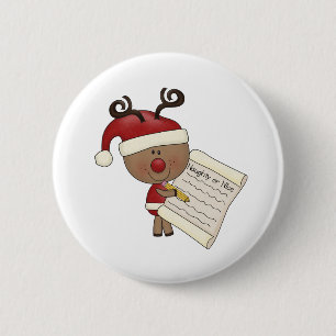 Rudy Reindeer Naughty or Nic 2 Inch Round Button