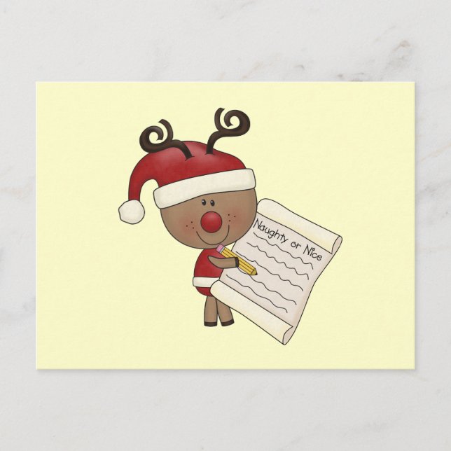 Rudy Reindeer Naughty or Nic Postcard (Front)
