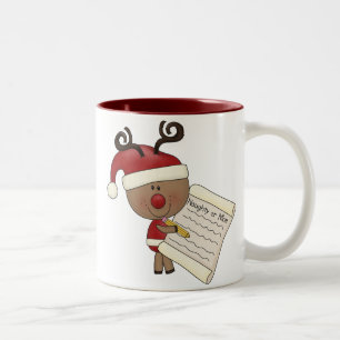 Rudy Reindeer Naughty or Nic Two-Tone Coffee Mug