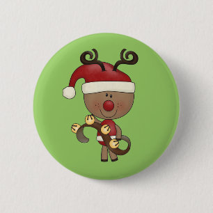 Rudy Reindeer With Bells 2 Inch Round Button
