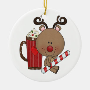Rudy Reindeer With Cocoa Ceramic Ornament