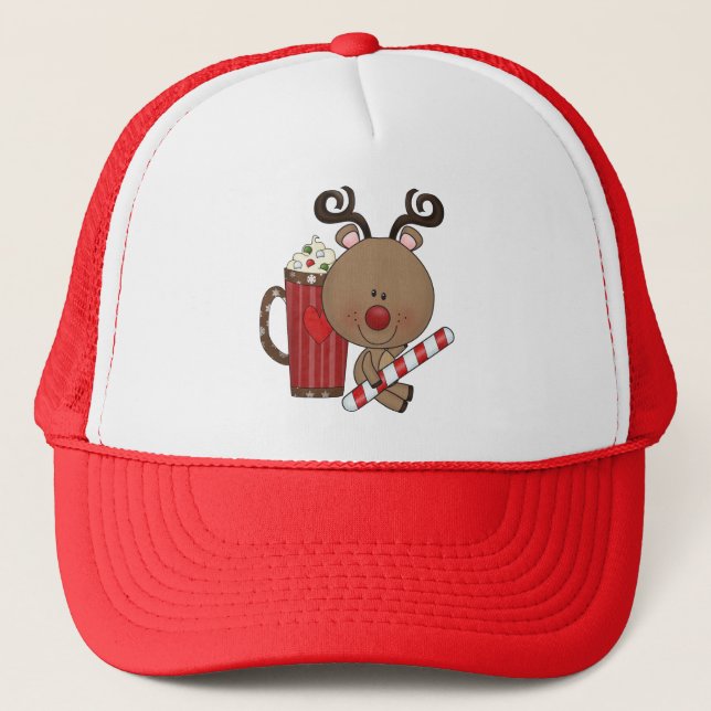 Rudy Reindeer With Cocoa Trucker Hat (Front)