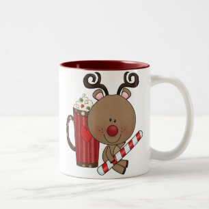 Rudy Reindeer With Cocoa Two-Tone Coffee Mug