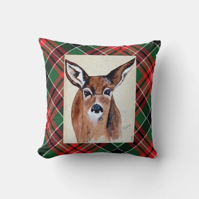 Rudy says Merry Christma Throw Pillow (Front)