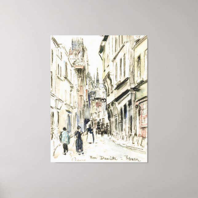 Rue Damiette, Rouen (ca. 1884) by Camille Pissarro Canvas Print (Front)