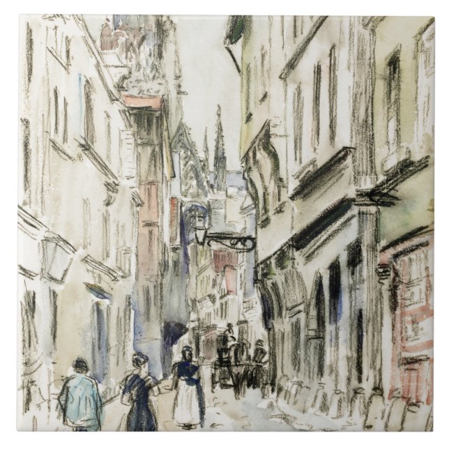 Rue Damiette, Rouen (ca. 1884) by Camille Pissarro Tile (Front)