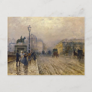 Rue de Paris with Carriages by Giuseppe de Nittis Postcard