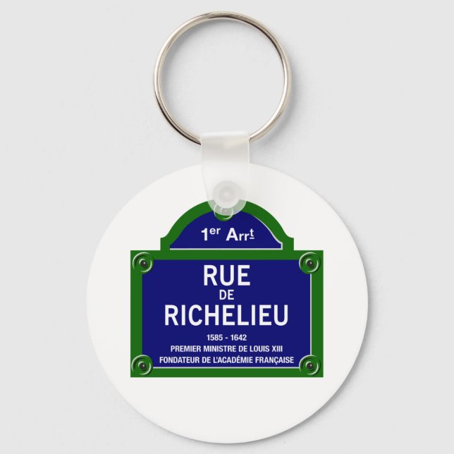 Rue de Richelieu, Paris Street Sign Keychain (Front)