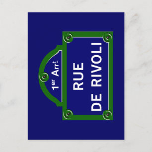 Rue de Rivoli, Paris Street Sign Postcard