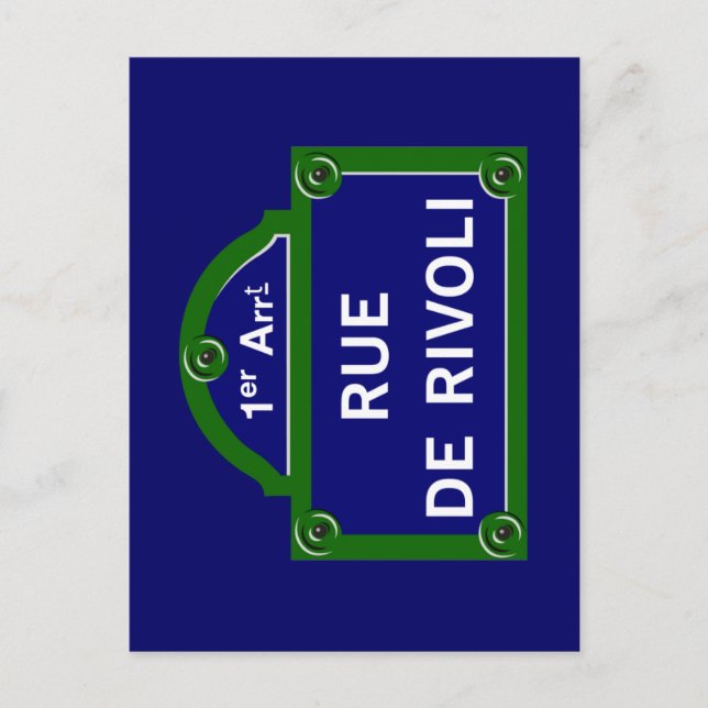 Rue de Rivoli, Paris Street Sign Postcard (Front)