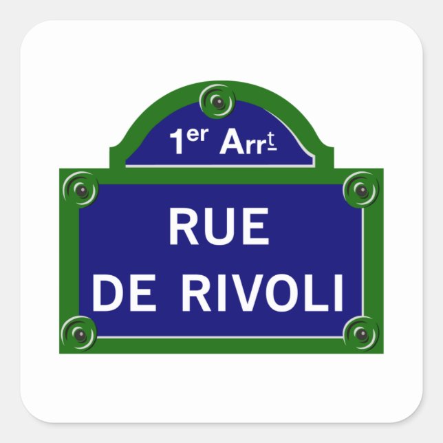 Rue de Rivoli, Paris Street Sign Square Sticker (Front)