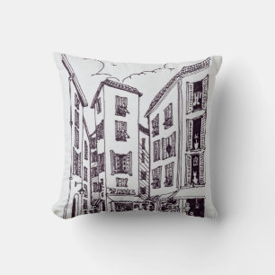 Rue Droite & Rue Collet Old Nice, France Throw Pillow