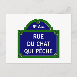 Rue du Chat qui Peche, Paris Street Sign Postcard
