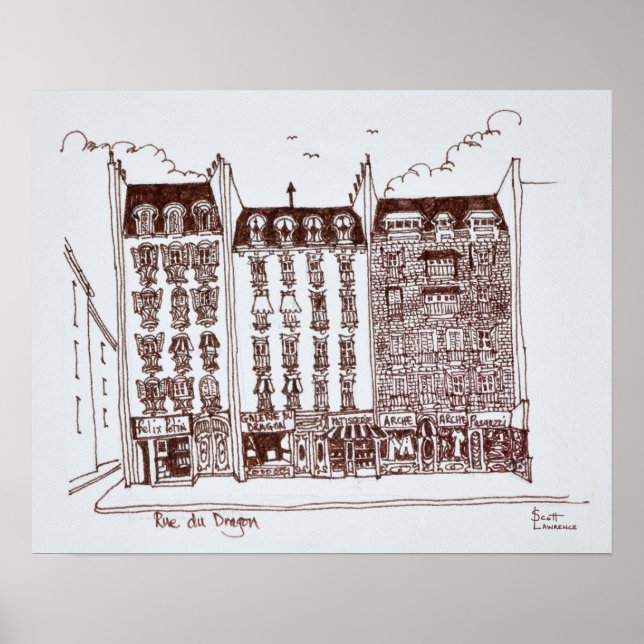 Rue du Dragon, Saint-Germain-des-Pres, Paris Poster (Front)