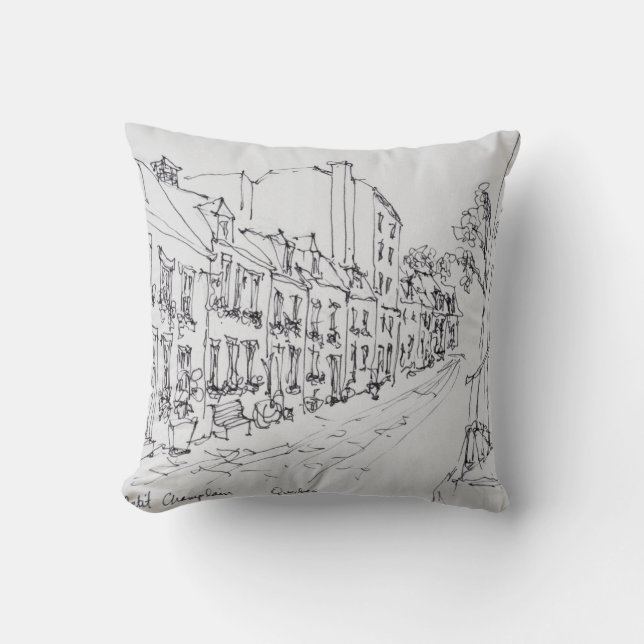 Rue du Petit Champlain, Quebec, Canada Throw Pillow (Front)
