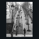Rue Foyatier, Montmartre, Paris poster<br><div class="desc">Black & white photo of Rue Foyatier, Montmartre, Paris, France. The famous steps are also available on all occasion notecards & greeting cards.</div>