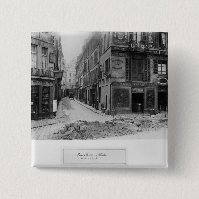 Rue Maitre Albert  Paris, 1858-78 2 Inch Square Button (Front)