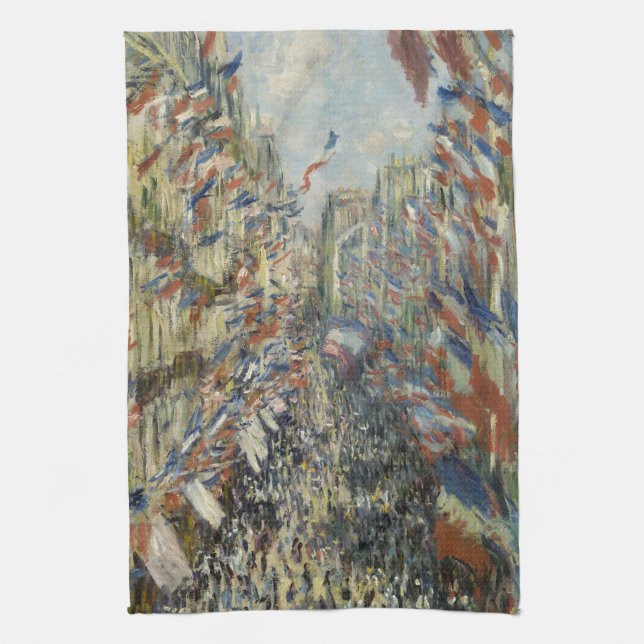 Rue Montorgueil in Paris by Claude Monet Kitchen Towel (Vertical)