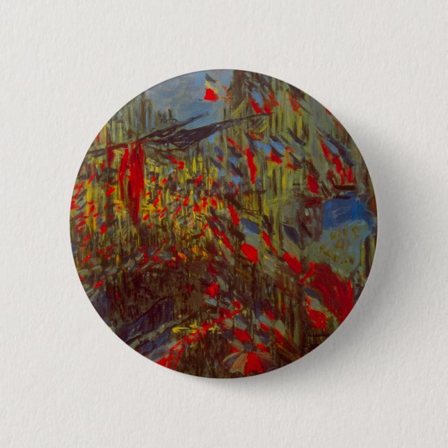 Rue Montorgueil with Flags by Claude Monet 2 Inch Round Button (Front)
