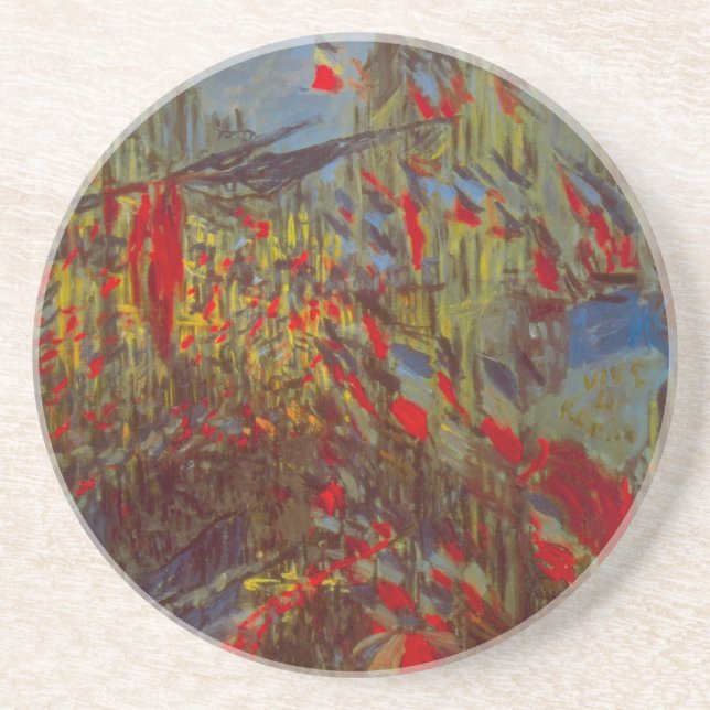 Rue Montorgueil with Flags by Claude Monet Coaster (Front)