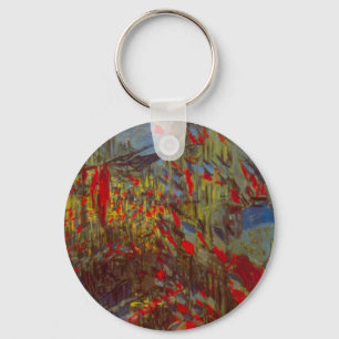 Rue Montorgueil with Flags by Claude Monet Keychain