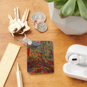 Rue Montorgueil with Flags by Claude Monet Keychain