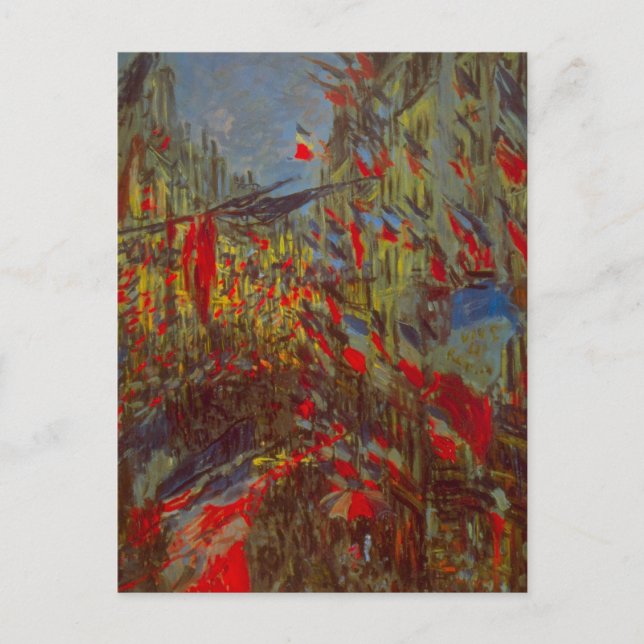 Rue Montorgueil with Flags by Claude Monet Postcard (Front)