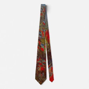 Rue Montorgueil with Flags by Claude Monet Tie