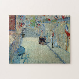Rue Mosnier with Flags Manet French France Art Jigsaw Puzzle
