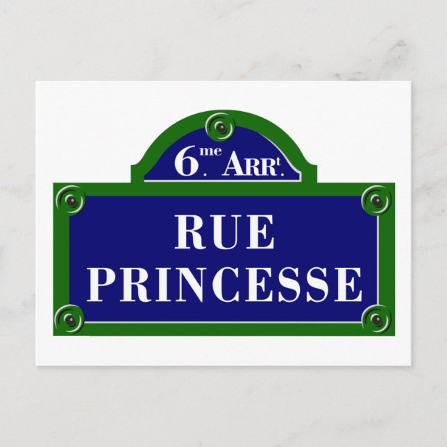 Rue Princesse, Paris Street Sign Postcard (Front)