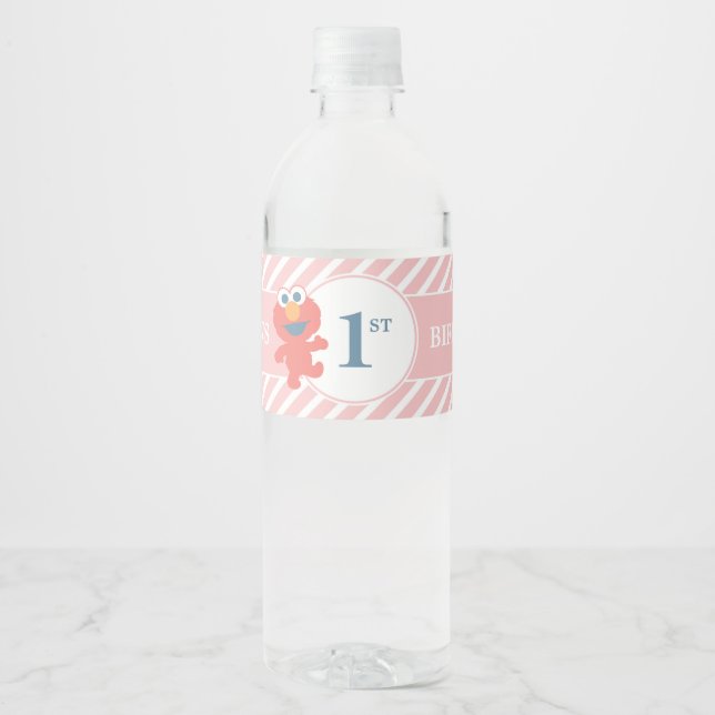 Rue Sésame | Elmo - Étiquette de bouteille d'anniv (Devant)