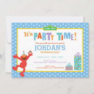 Rue Sésame Elmo - Invitation de Cupcake Annivers