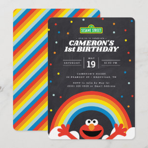 Rue Sésame   Elmo Rainbow Invitation Anniversaire