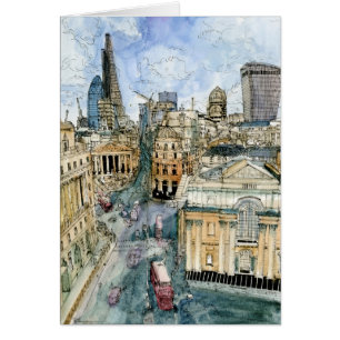 Rue vintage de Londres d'aquarelle des