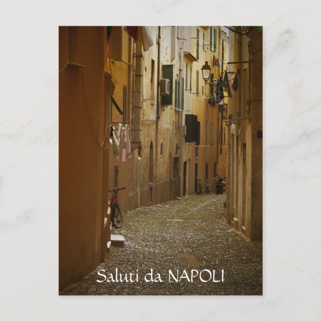 Ruelle noire à Naples, Italie carte postale texte (Devant)