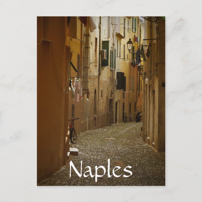 Ruelle noire à Naples, Italie carte postale texte (Devant)