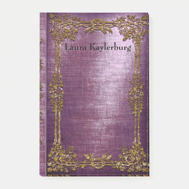 Ruette Lavendre Old Book Unique Elegance Monogram Post-it Notes (Front)