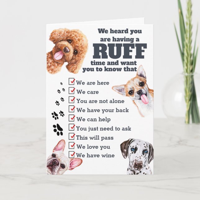 Ruff time dog gang feel better soon recovery wish card (Front)