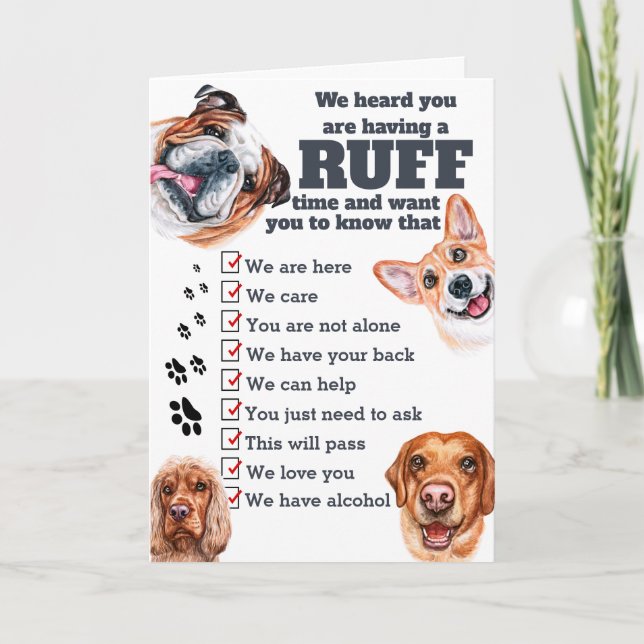 Ruff time get well soon checklist from all of us card (Front)