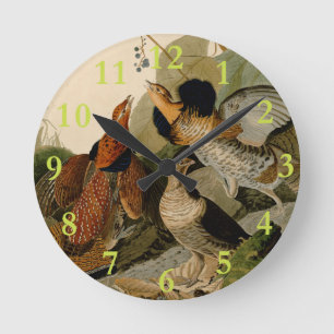Ruffed Grouse Audubon Game Bird Round Clock