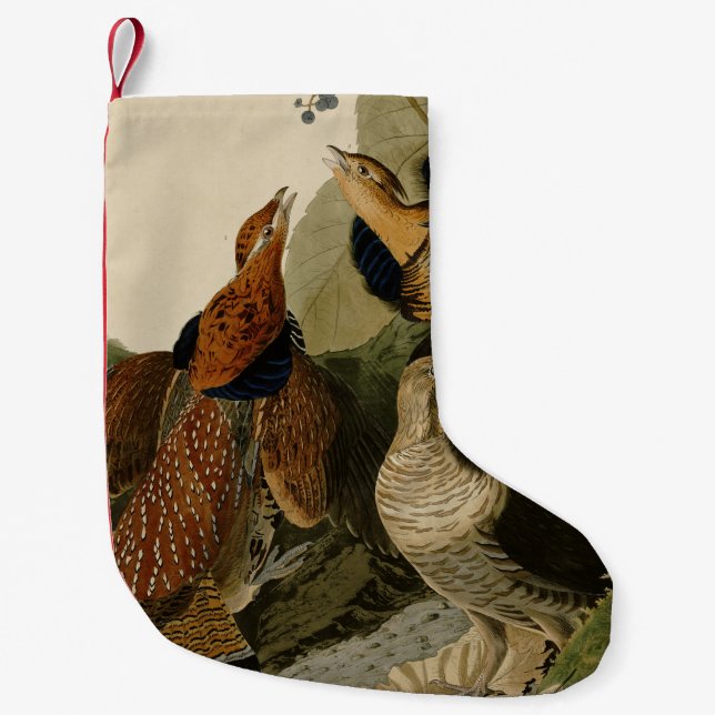Ruffed Grouse Audubon Game Bird Small Christmas Stocking (Front)